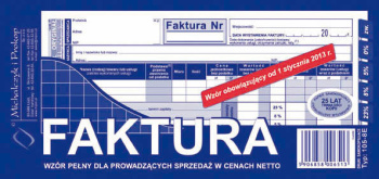 105-8E Faktura wzór pełny dla prowadzących sprzedaż w cenach netto