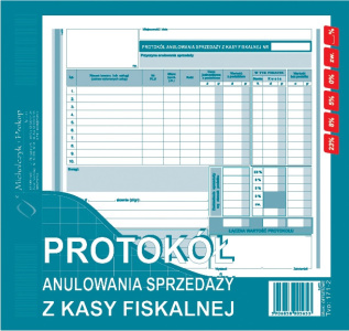 171-2 Protokół anulowania sprzedaży z kasy fiskalnej