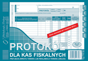 173-3E Protokół dla kas fiskalnych przyjęcia zwrotu towaru lub reklamacji towaru (usługi)