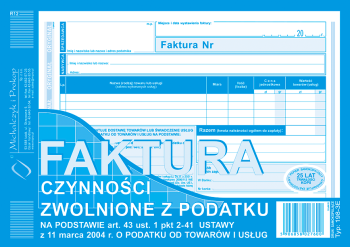 198-3E-Faktura-Czynności-zwolnione-z podatku-na-podstawie-art. 43-ust.-1-pkt.-2-41-ustawy-z-dnia 11-marca-2004-r. o-podatku-od towarów-i usług-okł