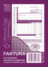 205-5E Faktura dla podatników zwolnionych podmiotowo z podatku od towarów i usług
