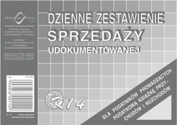 K14 Dzienne zestawienie sprzedaży udokumentowanej dla podatników prowadzących podatkową księgę przychodów i rozchodów