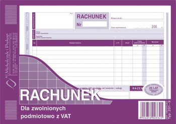 231-3 Rachunek dla zwolnionych podmiotowo z VAT