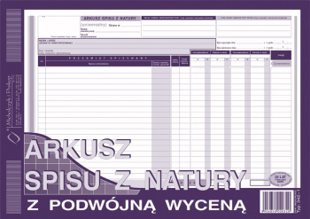 342-1 Arkusz spisu z natury z podwójną wyceną (uniwersalny)