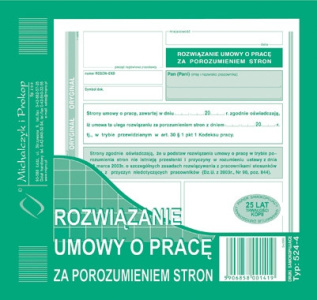 524-4 Rozwiązanie umowy o pracę za porozumieniem stron