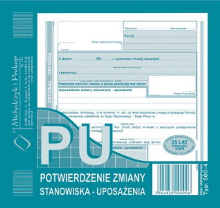 560-4 Potwierdzenie zmiany stanowiska - uposażenia