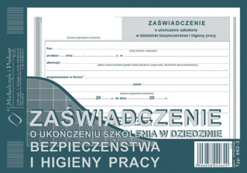 882-3 Zaświadczenie o ukończeniu szkolenia w dziedzinie bezpieczeństwa i higieny pracy