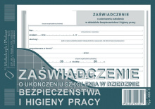 882-3 Zaświadczenie o ukończeniu szkolenia w dziedzinie bezpieczeństwa i higieny pracy