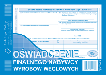 306-3 Oświadczenie finalnego nabywcy wyrobów węglowych