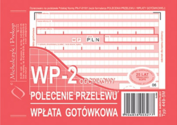 449-5M Polecenie przelewu wpłata gotówkowa 2-odcinkowe