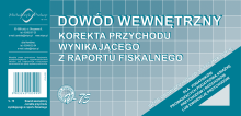 V-75 Dowód wewnętrzny - korekta przychodu wynikającego z raportu fiskalnego