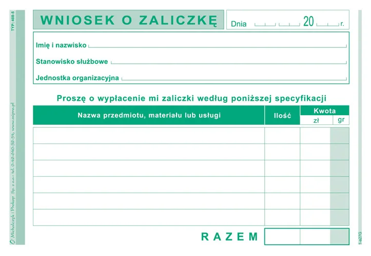 Galeria - 408-5 Wniosek o zaliczkę