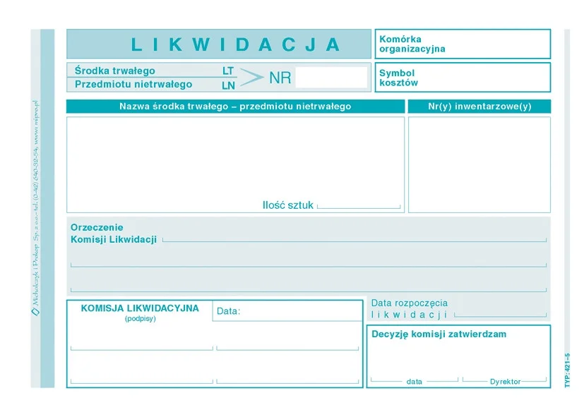 Galeria - 421-5 LT likwidacja środka trwałego