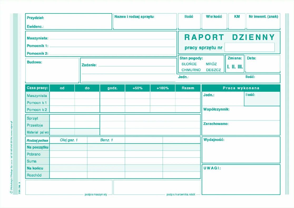 Galeria - 790-3 Raport dzienny pracy sprzętu