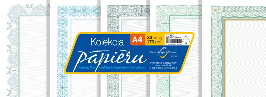 Kolekcja papieru - dyplomy, certyfikaty